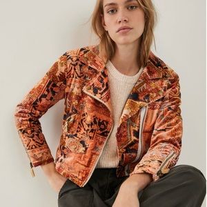 Anthropologie Tapestry Cropped Velvet Motto Jacket